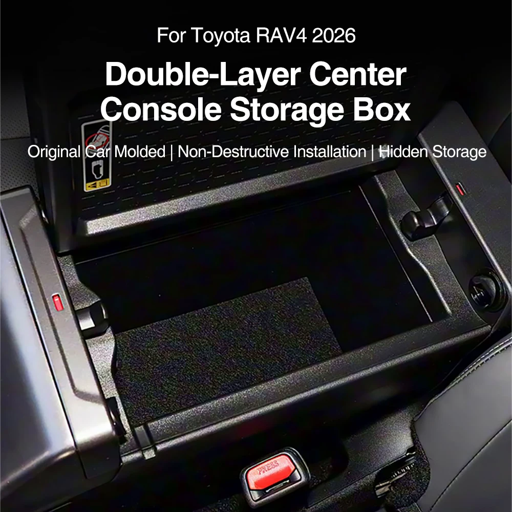 Center Console Armrest Storage Box For Toyota RAV4 2026 Double-layer Organizer Tray Cover Holder Car Interior Accessories Auto