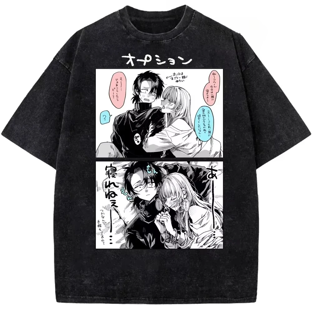 Call of The Night Washed T‑Shirt Unisex Nazuna Kou Manga Graphic Tee Vintage Retro Short Sleeve Tops for Men Women Otaku Fans