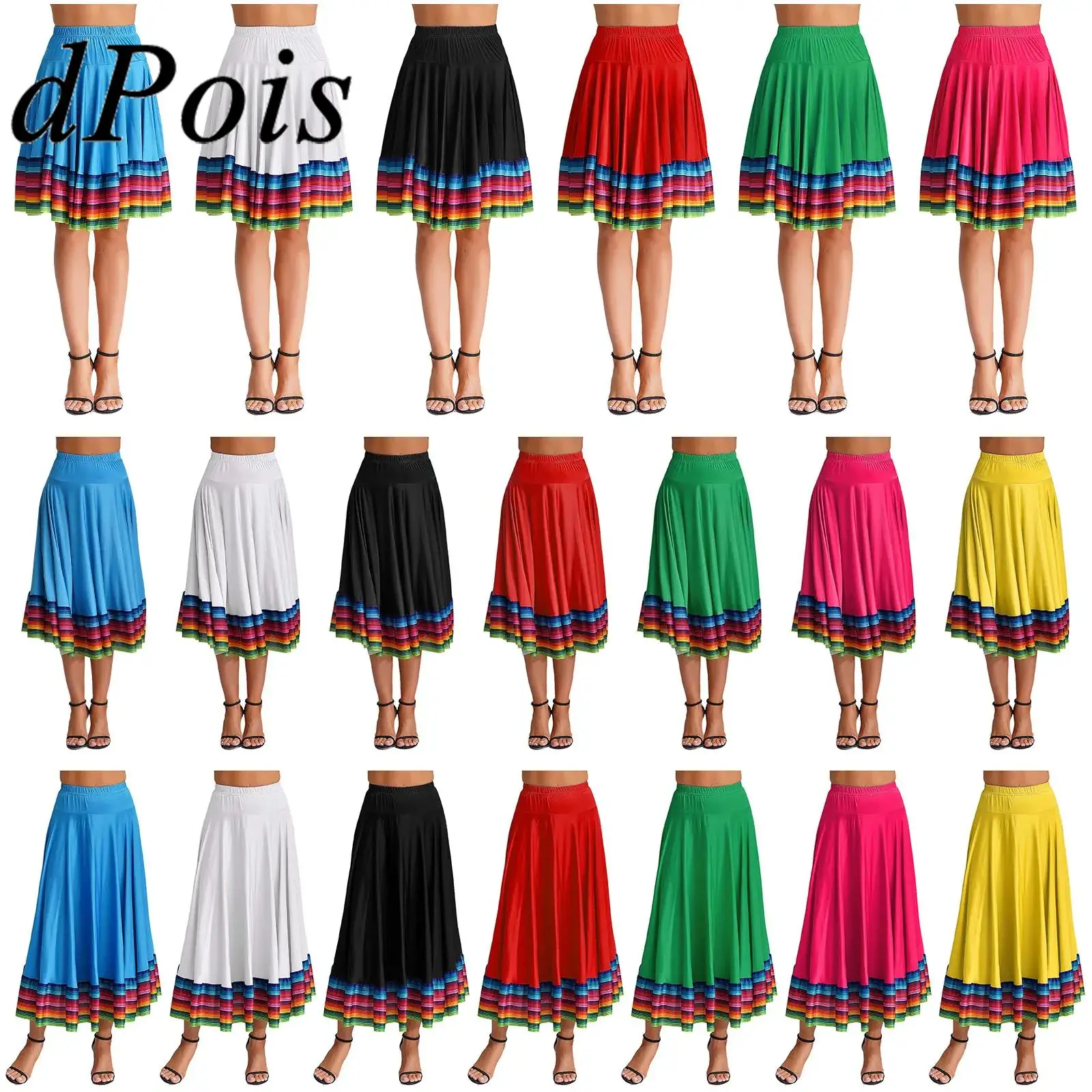 Gonna da ballo spagnola flamenco da donna, gonna folklorica swing, costume da ballo liscio, valzer, corrida, tango, abbigliamento per danza folkloristica