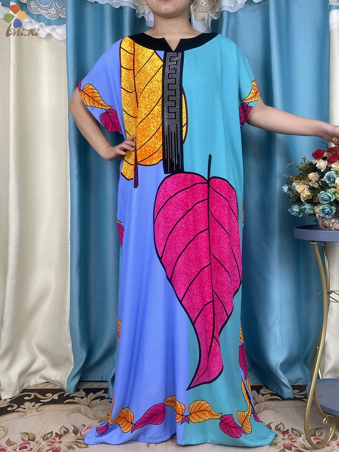 Abaya Dashiki de manga corta para mujer africana, ropa musulmana larga de algodón, elegante, informal, suelta, 2024