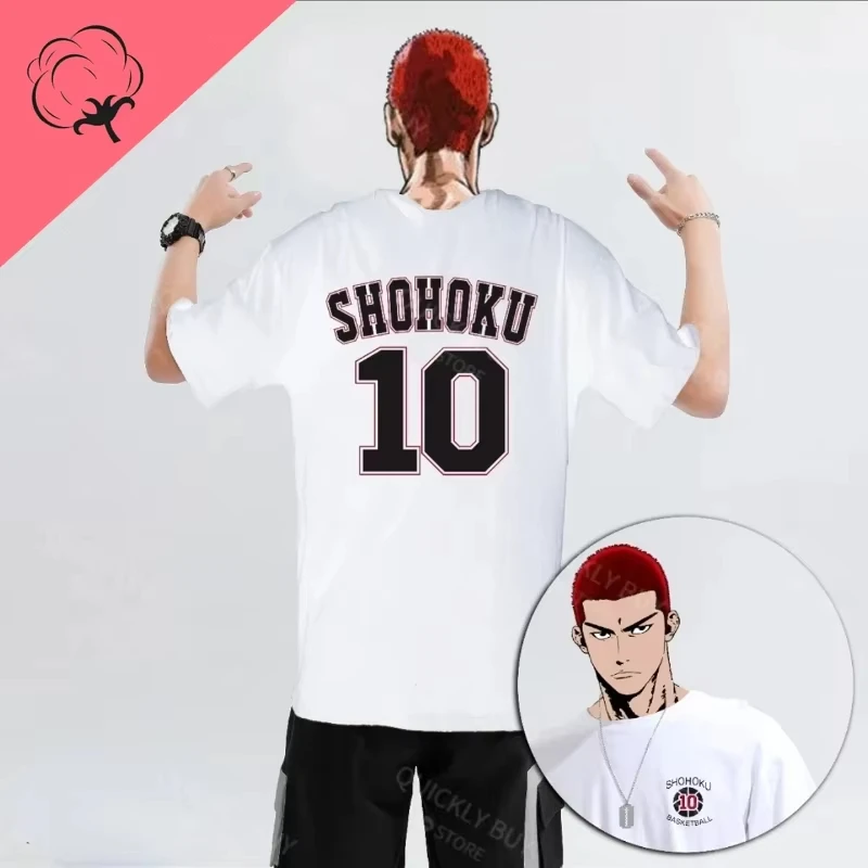 

Japanese Anime Slam Dunk T-Shirt for Mens Sakuragi Hanamichi Kaede Rukawa Player Number Tees Manga Women Short Sleeve Y2k Tops