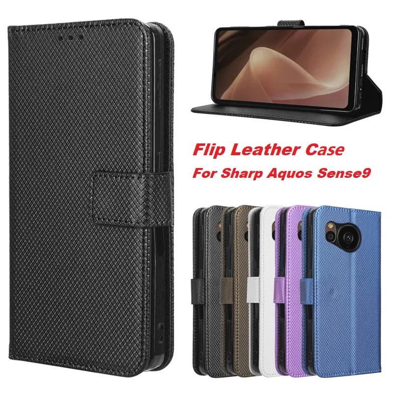 أغطية جلد الوجه لشارب أكوس Sense9 SH-M29 حافظة سيليكون لينة حافظة هاتف من البولي يوريثان ل Aquos Sense 9 كتاب غطاء المحفظة #1