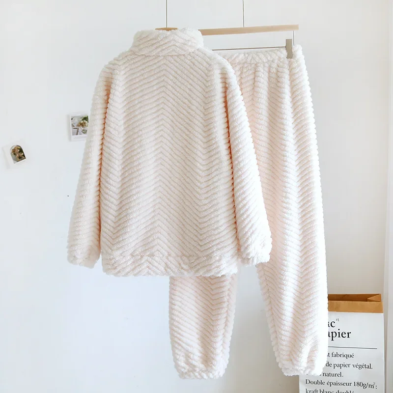 Conjunto de pijamas de casal com velo, zíper espesso, calça de manga comprida macia e confortável, casa, nova, outono, inverno, 2022