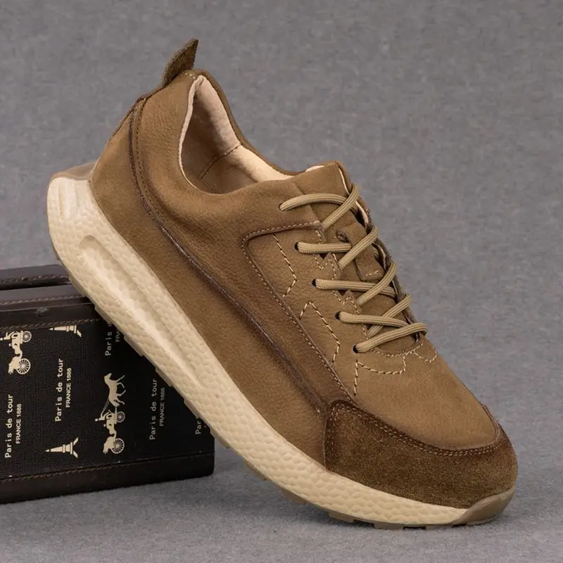 

Leather Shoes Men Hiking Mountain Camping Hunting Original Climber Retro Frosted Cowhide Sneakers Tactical Outdoor Autumn Winter