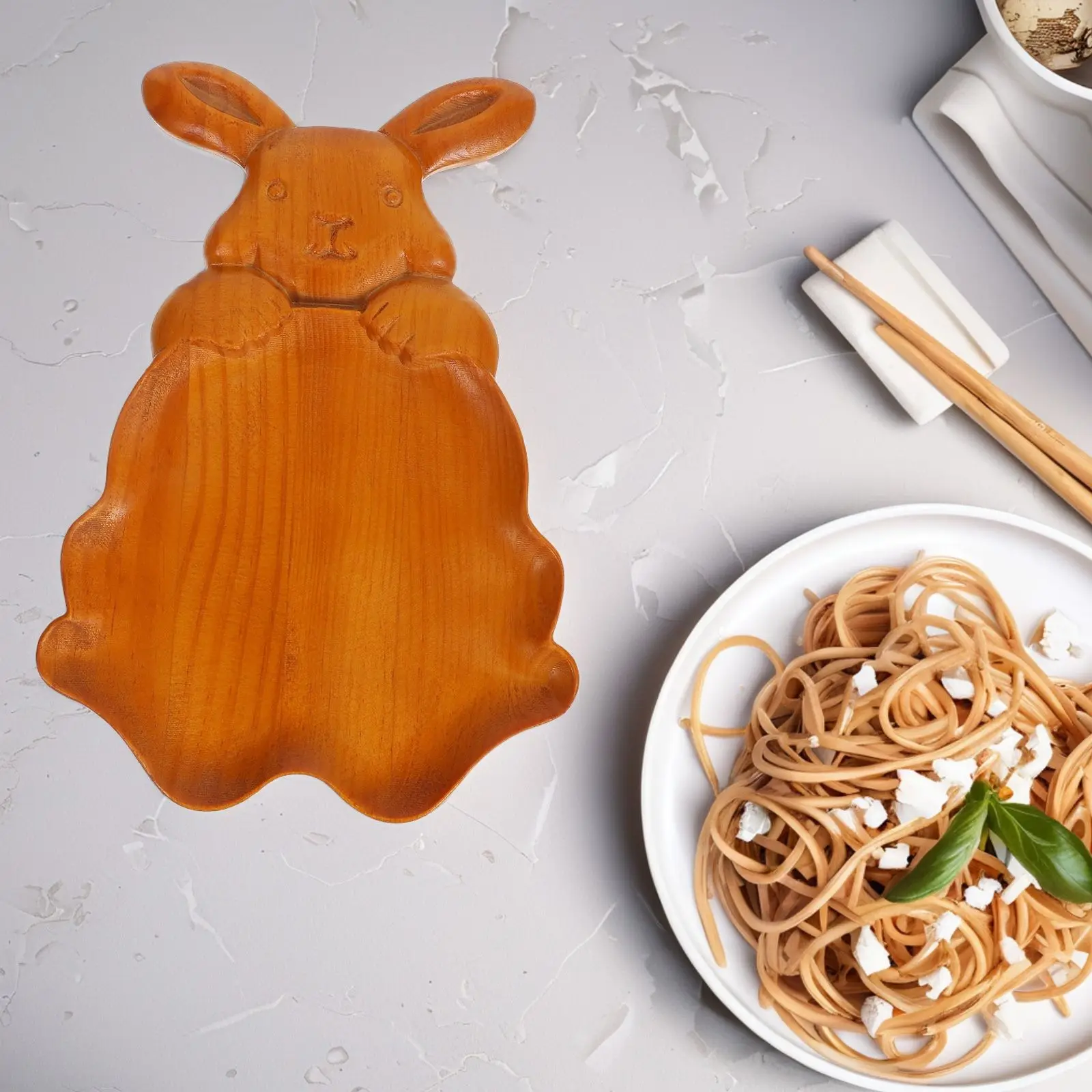 

Wooden Rabbit Tray Bunny Shape Dessert Platter Durable Material Versatile Use Charcuterie Board Easter Salad Fruit Cheese