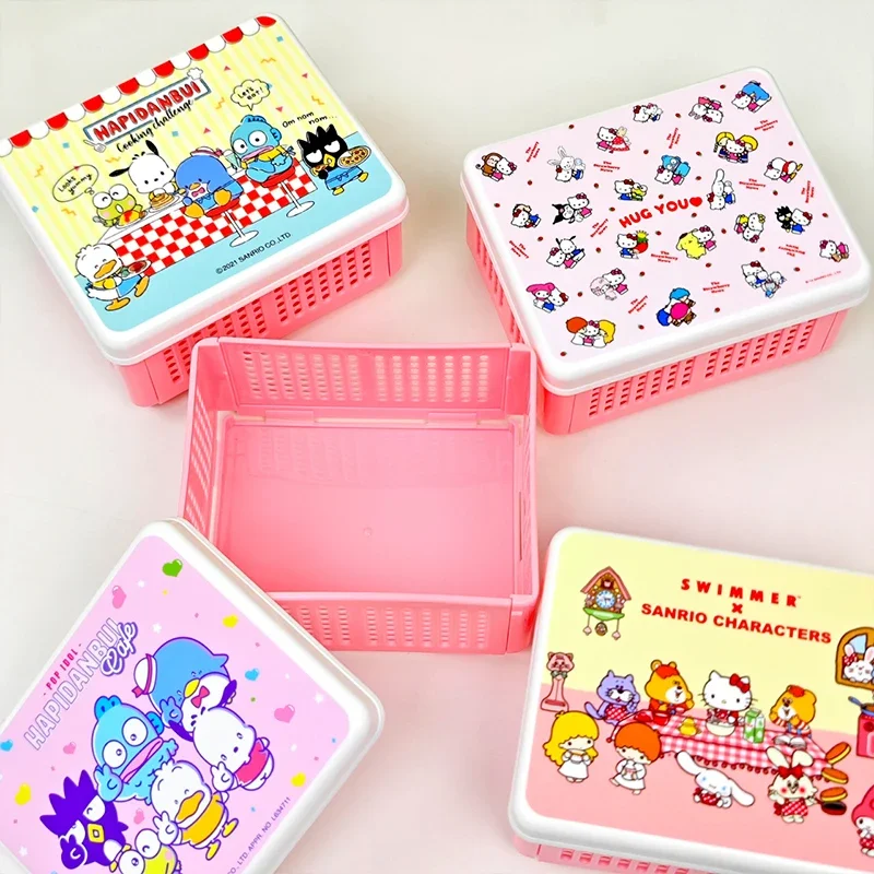 

Cartoon Kuromi Folding Basket Sanrioed Kawaii Anime Hello Kitty My Melody Utility Box Multi-Functional Foldable Storage Box Gift