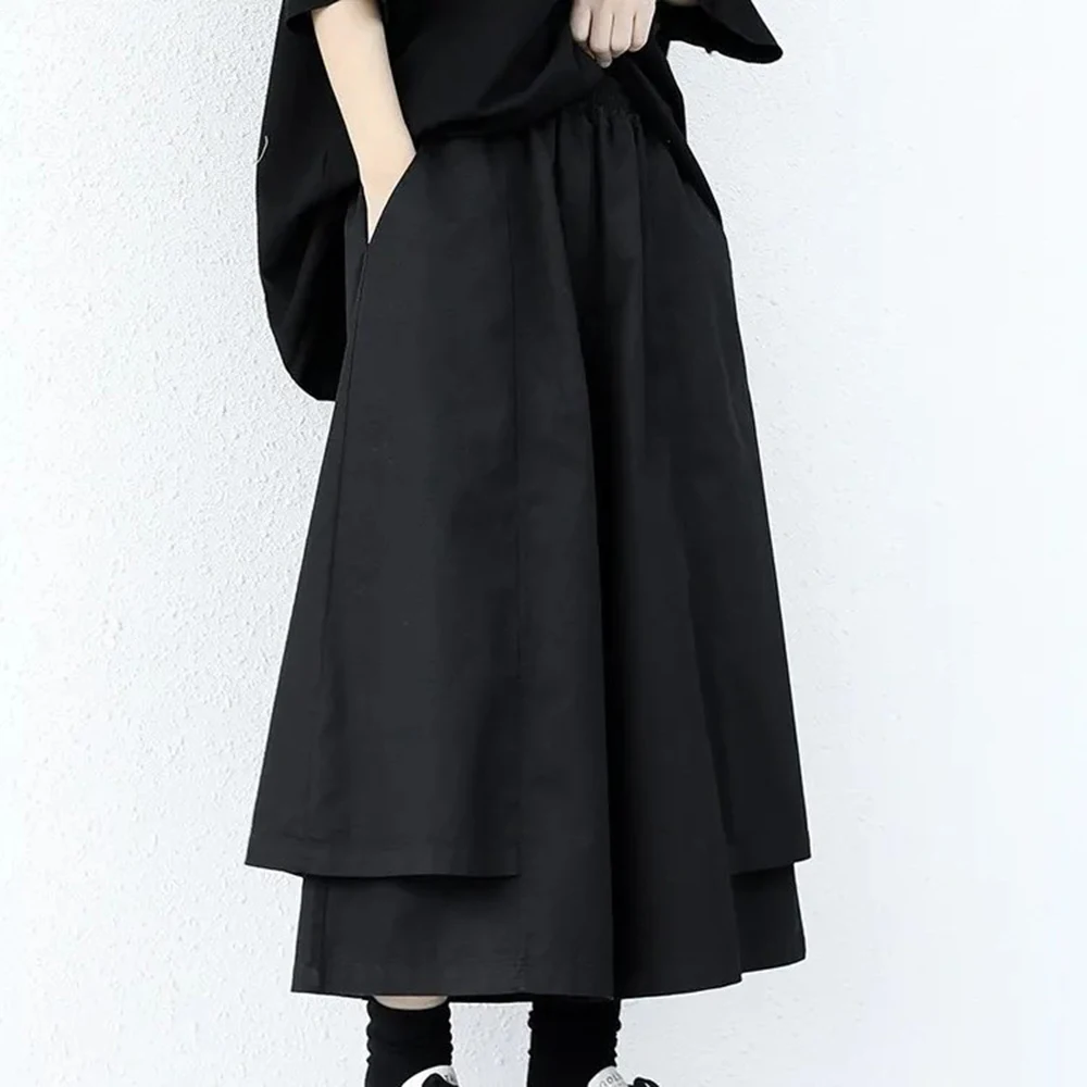 

Y2k Gothic Dark Style Skirt Pants Irregular Layered Hakama Genderless Japanese Streetwear Fashion Casual Samurai Pants Unisex