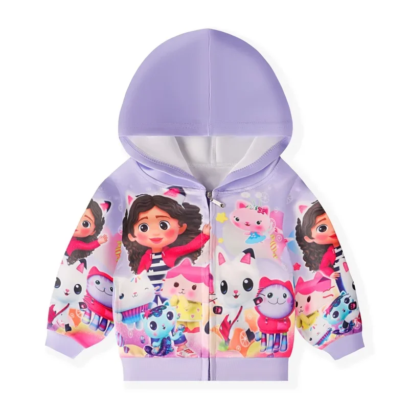 

Gabby Doolhouse Clothes Kids Pullover Hooded Jacket with Zipper Baby Girls Gabbys Cat Coats Boys Windebreaker Children Clothing