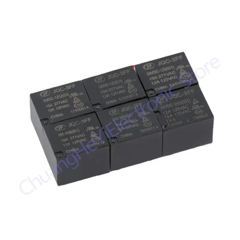 5pcs Industrial electronic circuit board DIY Jqc / hf-3ff-5 005 009 12 012 24 024 VDC - 1zs 1hs relay for household appliances