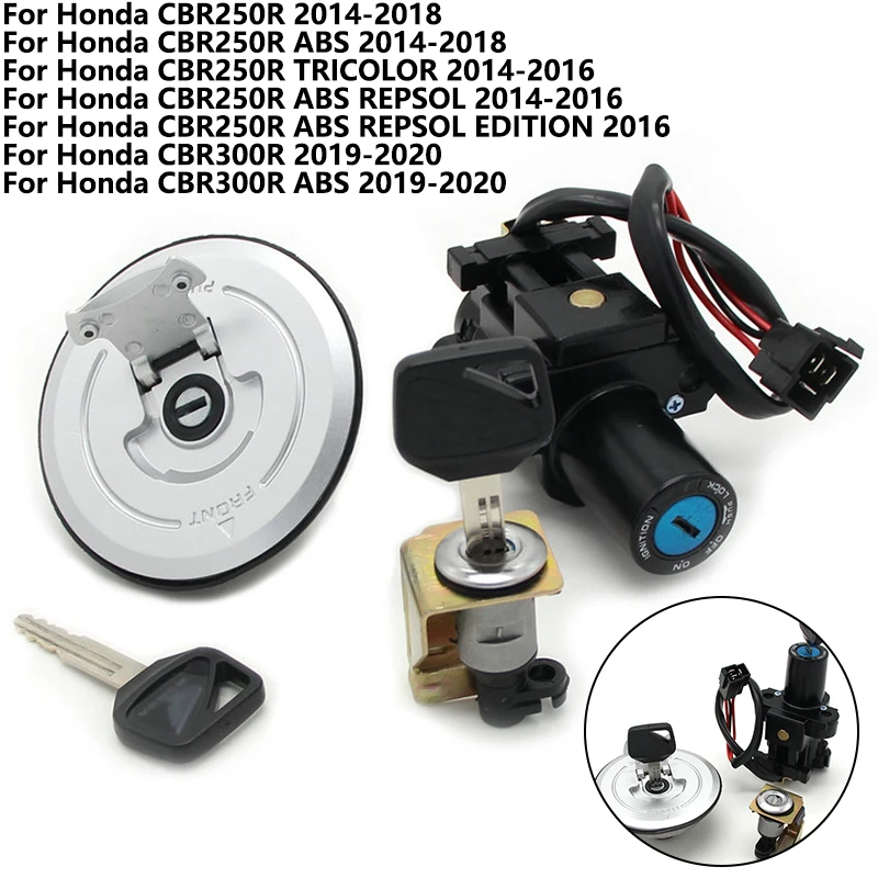 

For Honda CBR250R CBR 250R ABS 2014-2018 TRICOLOR REPSOL CBR300R Accessories Motorcycle Fuel Gas Tank Cap Cover Lock Set