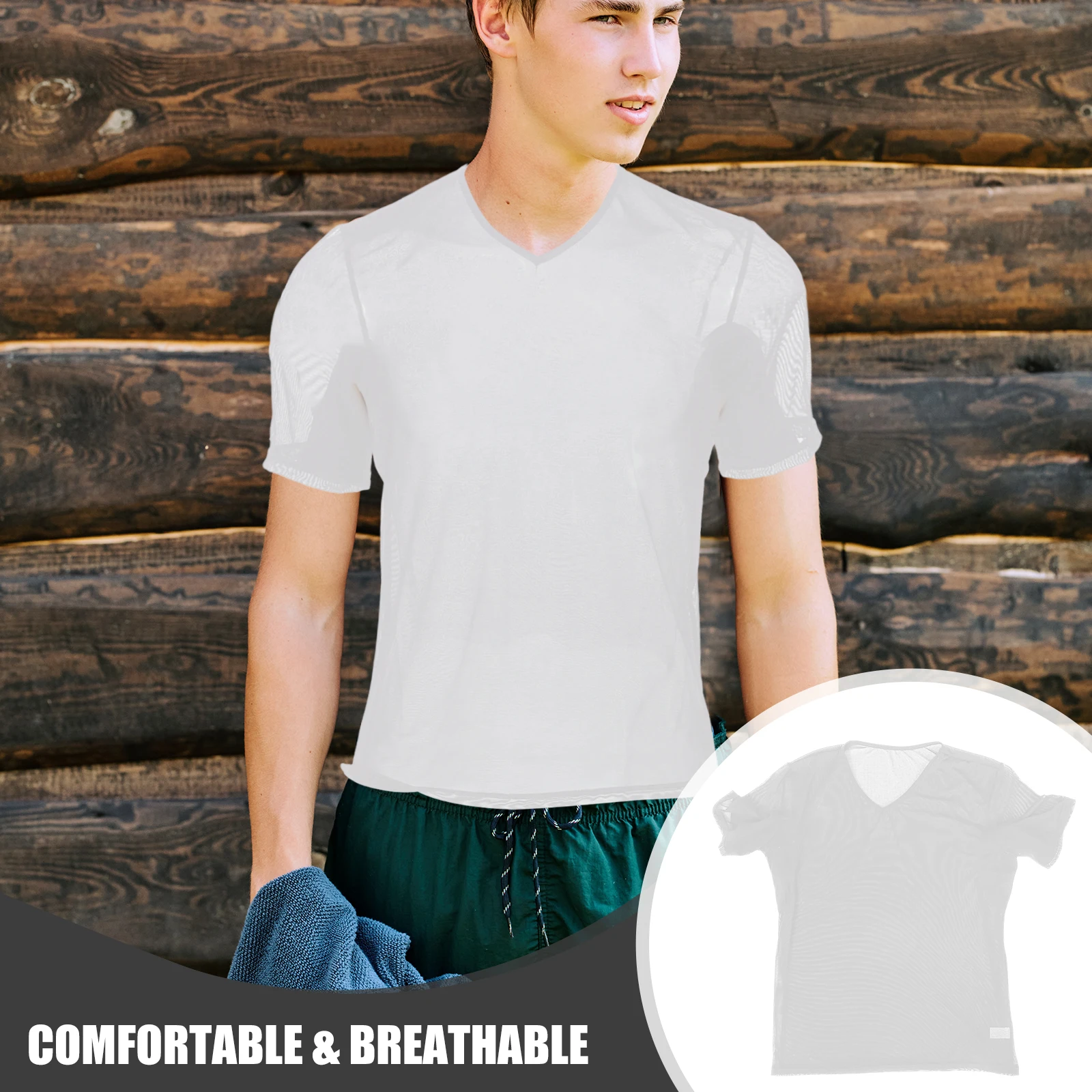 男性脇汗吸収ベストシャツパッド Tシャツスポーツ快適なアンダーシャツ通気性白 M サイズ抗臭