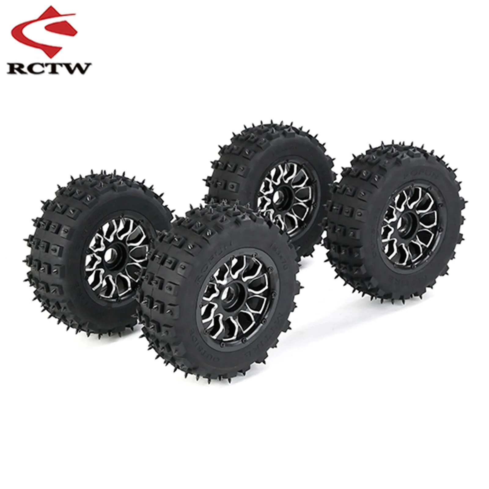 Front Rear Knobby Metal Wheel Nail Tire 4pc Size:185x70 for 1/5 Losi 5ive-t Rovan Lt Kingmotor X2 Fid Dtt Ql Truck Parts