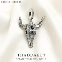 Ethnic Bull Head Charm Europe Vintage Jewelry Women Men Gift In 925 Sterling Silver