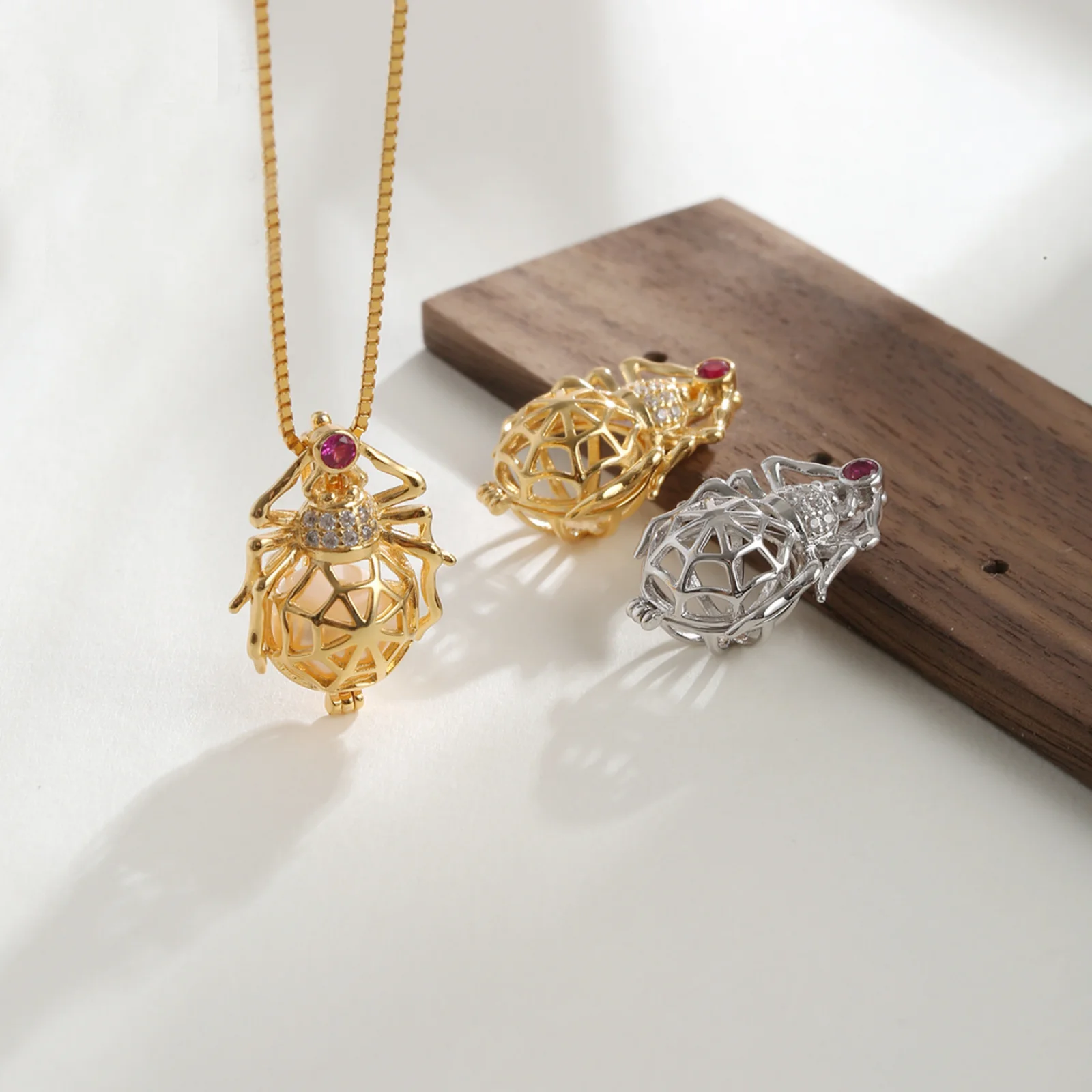 925 Sterling Silver Spider Cage Pendant Blank Can Be Opened Settings Incense BalIs,Pearls DIY Necklace Charm Jewelry Making