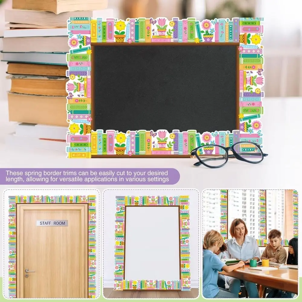 Self Adhesive Blackboard Border Sticker 10m/roll Flower Bulletin Board Trim Cartoon Print Waterproof Classroom Border Sticker