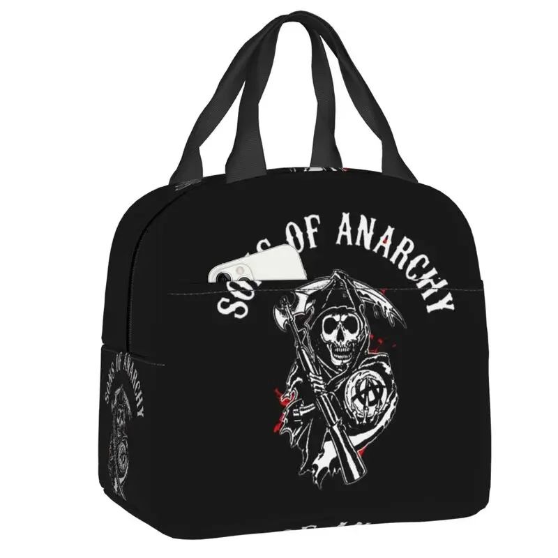 Sonss Of Anarchy Insulated Lunch Box Portable Warm Cooler Thermal Lunch Bag Kids Food Picnic Container Tote Bags