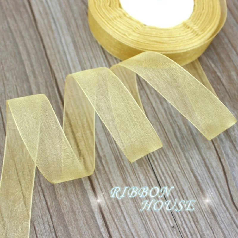 

(50 yards/roll) 3/4'' (20mm) Pale Gold organza ribbons gift wrapping decoration Christmas ribbons