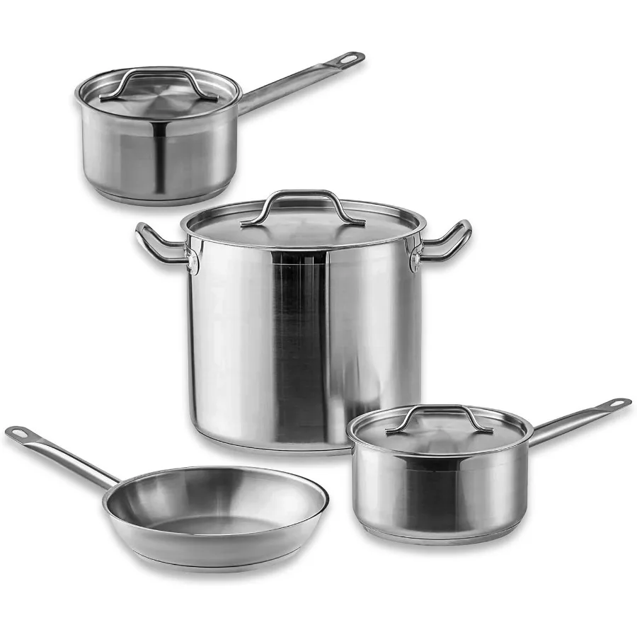 

Stainless Steel Cookware Set for Induction Cooking Includes 16 Qt Stockpot with Lid 2 Qt and 3.5 Qt Saucepans and Frying Pan Co