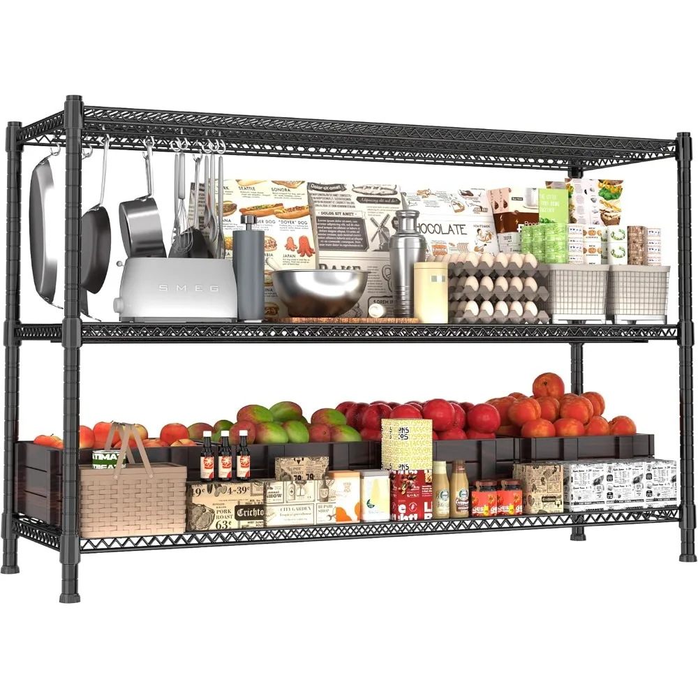 

59.6" W x 24" D x 47.6" H Heavy Duty Storage Shelves, 2000LB Capacity Metal Shelving with 1IN Adjustable Height, Industrial-Grad