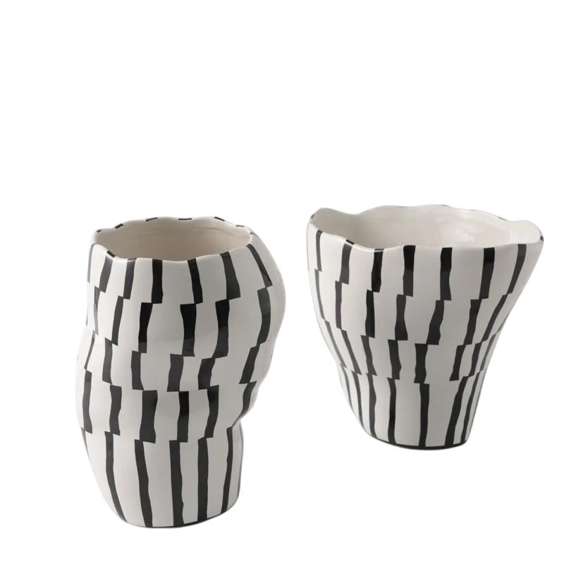 

Black and white art modern ceramic vase