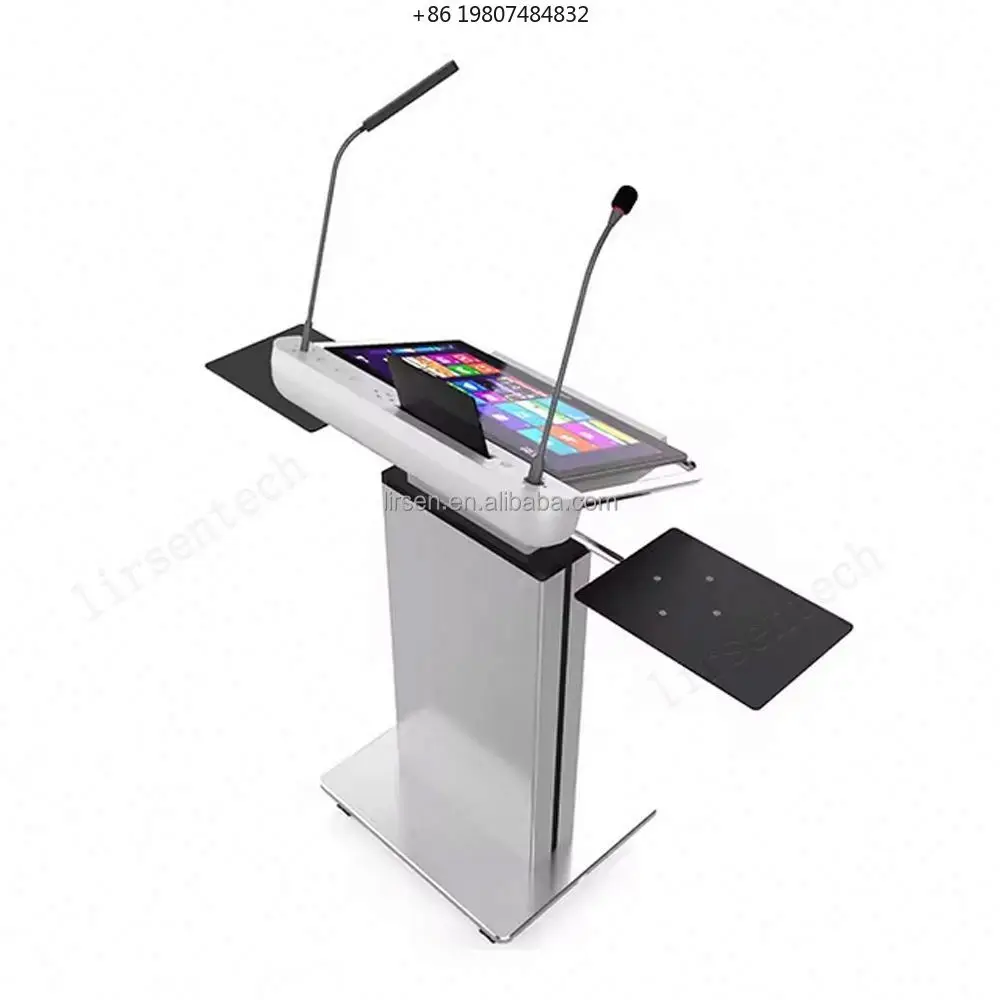 Adjustable Touch Screen Portable Smart Podium, Multimedia Presentation Stand Ideal for Schools & Corporate Office Use