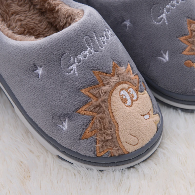 Fashion Toddler Boy Slippers Winter Warm Shoes Casual Home Gear Baby Items Anti-slip Sole Loafers Cartoon Hedgehog Kids Footwear