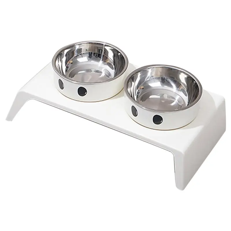 

A26F-двойные миски для воды из нержавеющей стали для собак и кошек с приподнятой миской для кормления домашних животных, приподнятая подставка для маленьких, средних и больших собак