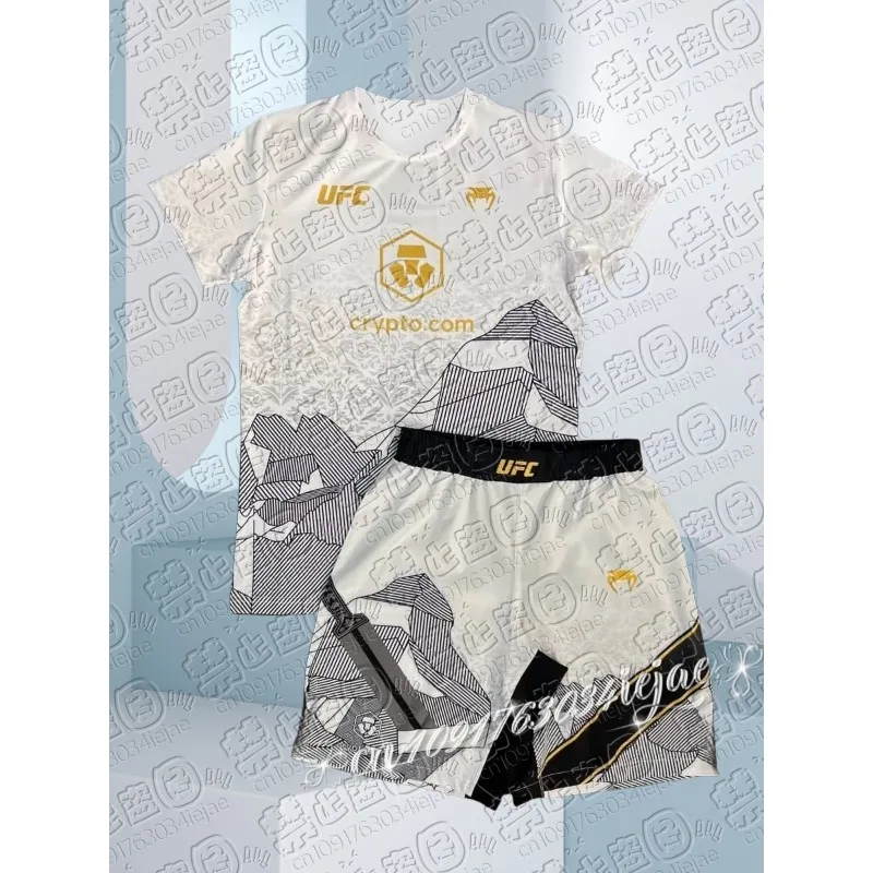 

UFC Top Warrior исламская футболка Makhachev Battle Event шорты мужские дышащие трикотажные борьбы бег впитывающий пот костюм