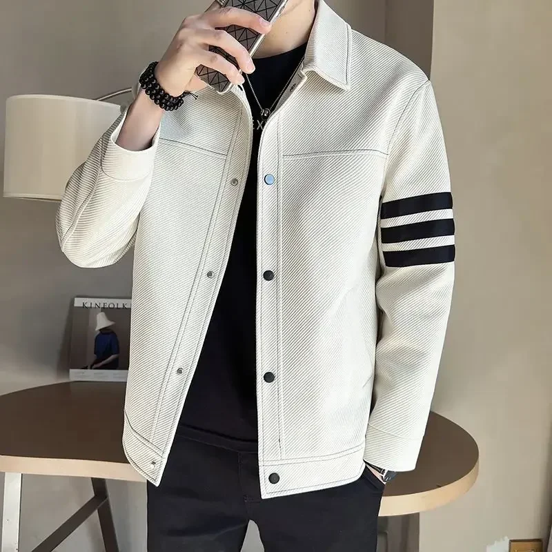 Jacket men's spring and autumn handsome men's clothing spring 2024 new lapel ruffian handsome trend casual trendy men's