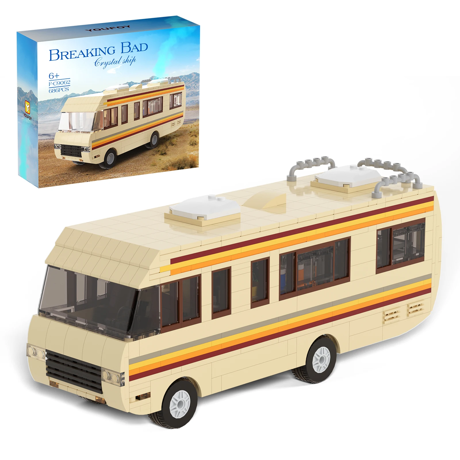 BuildMOC Movie Breaking Bad Lab RV Vehicle Car Building Blocks Kit Walter White Pinkman Cooking Model Toys For Children Gifts