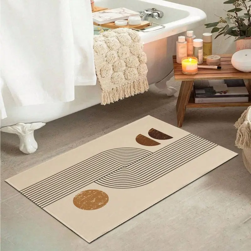 Modern Abstract Geometric Pattern Doormat Living Room Bathroom Decorative Mat Non Slip Floor Entrance Carpet Super Absorbent Rug