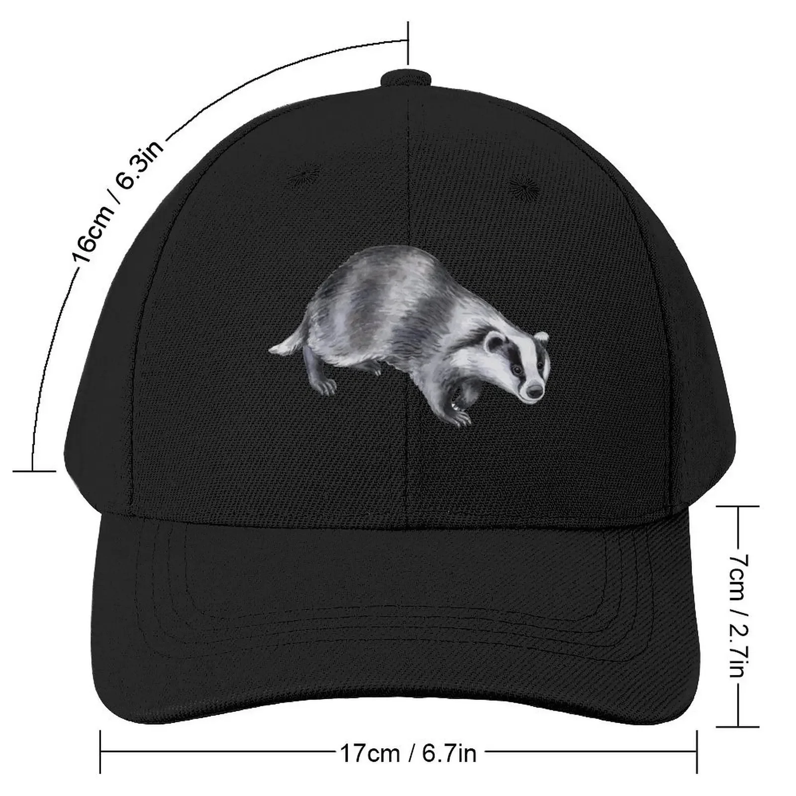 Badger animal watercolor hand drawn Baseball Cap fishing hat Gentleman Hat Big Size Hat Women's Golf Wear Men's