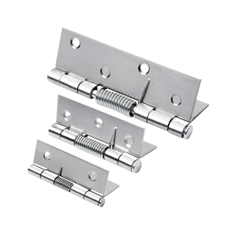 2Pcs Self Closing Spring Hinges 2" 3" 4" Stainless Steel Hinge Spring Loaded Hinges with Screws DIY Hardware for Door Cabinet