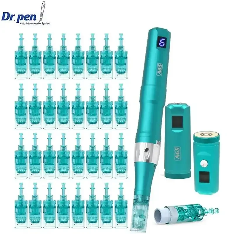 Dr Pen-Ultima A6S Microneedling Pen, Caneta Auto Elétrica Sem Fio, Caneta Derma, Ferramenta de Beleza de Cuidados com a Pele, 32Pcs Cartuchos