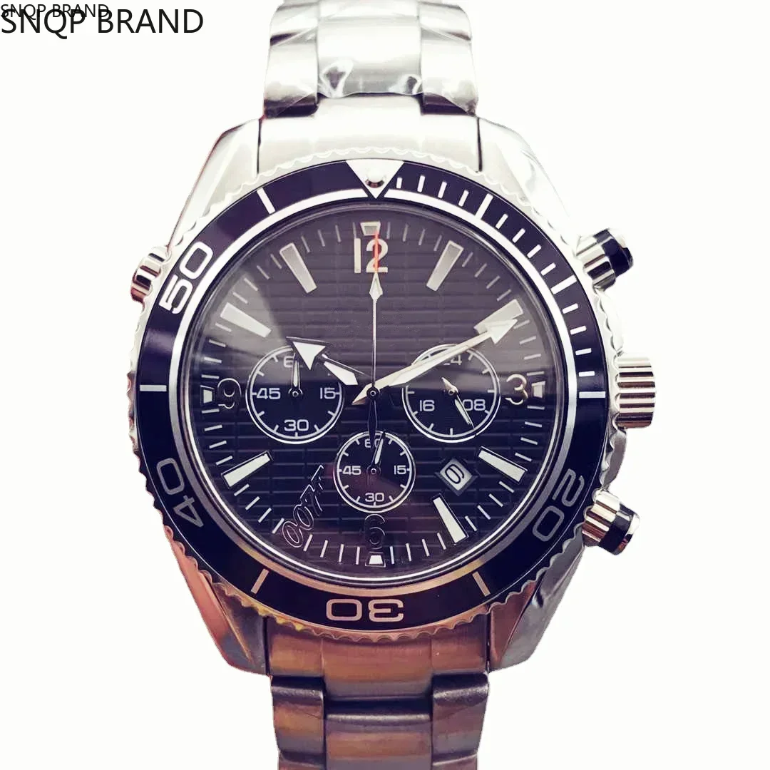 Luxury New Mens Quartz Chronograph Watch Ceramic Black Reloj Hombre