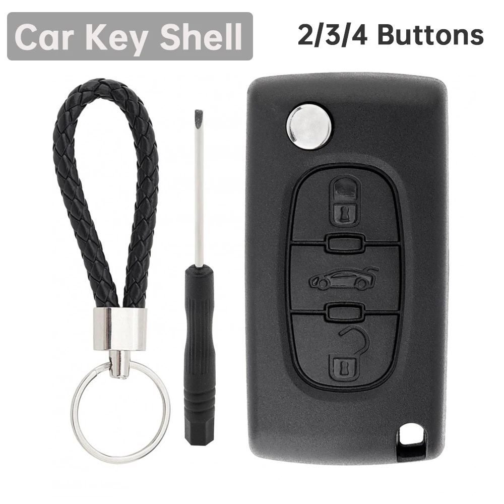 

2/3/4 кнопки, автомобильный сменный флип-брелок, подходит для Peugeot 207 307 308 407/Citroen C1 C2 C3 C4 с брелоком, отверткой