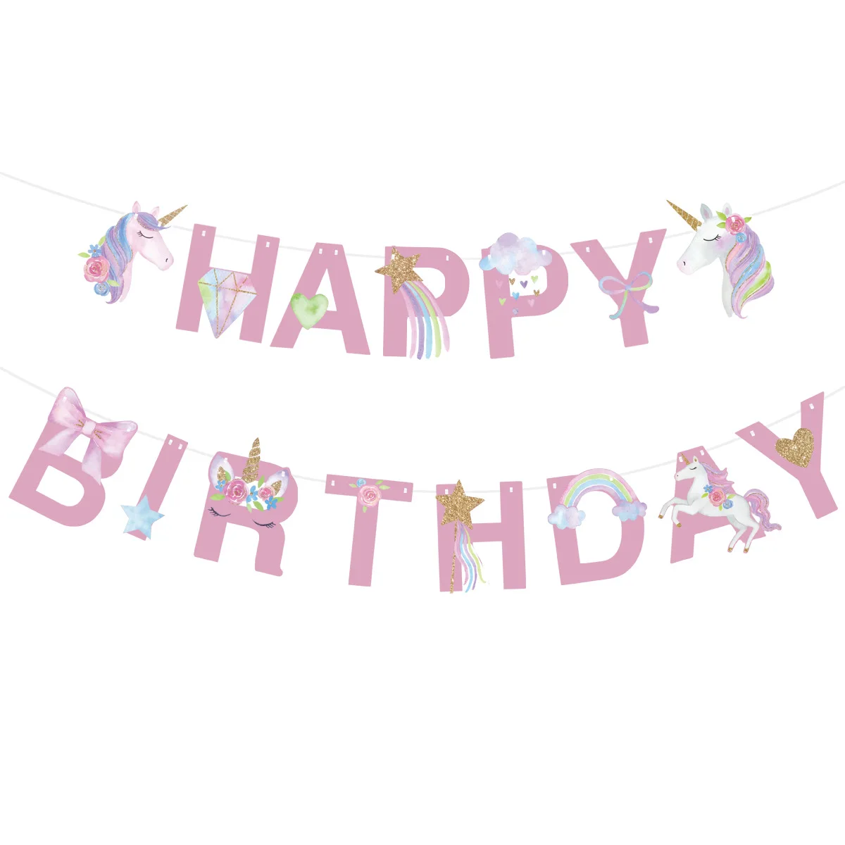 Regenbogen-Einhorn-Ballonbanner, Einhorn-Party-Dekorationsbanner, Einhorn-Geburtstagsparty-Dekoration, Babyparty-Deko, Happy-Birthday-Dekoration – Detail 2