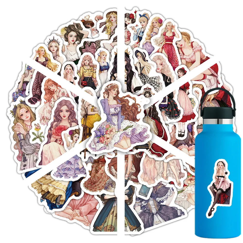 

10/51PCS Aristocratic Lady Stickers Cartoon Girl Sticker Beauty Girl Graffiti Decoration Laptop Phone Guitar Bike Skateboard