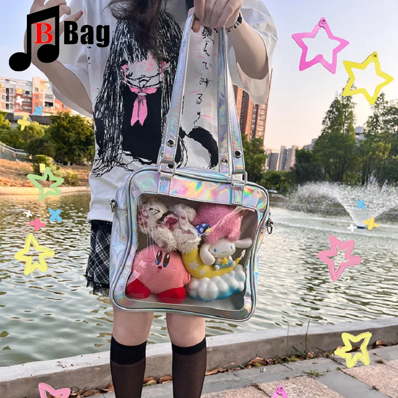 Imagem -05 - Bolsa para Mulheres Japonesas Bolsa Quadrado do Bebê Ita Bolsas de um Ombro Gothic Harajuku Cross-body Mochila Casual Itabag Transparente