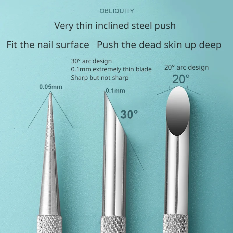 1 Piece Double Ended Stainless Steel Beveled Steel Pusher Nail Remover Dead Skin Pusher Multi-Functional Nail Art Pen Tool