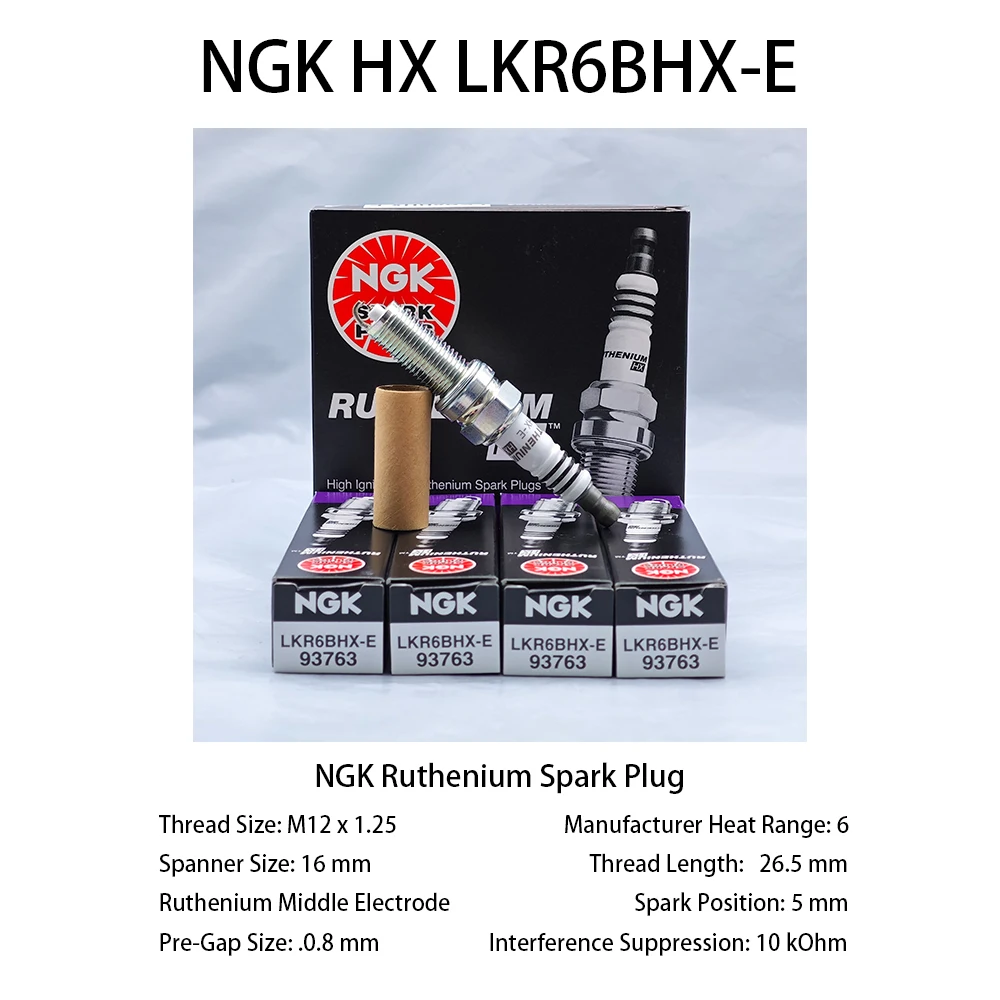 4pcs Original NGK Ruthenium HX High Ignitability Spark Plug LKR6BHX-E 93763 Upgrade SILZKR6B10E LZKR6AIXSILZKR6D8E LKR6CIX etc