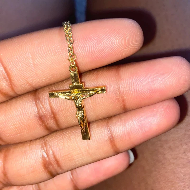 Vintage Christian Jesus Kreuz Halskette Für Frauen Männer Edelstahl Ketten Halsband Religion Kreuz Anhänger Schmuck Gebet Geschenke