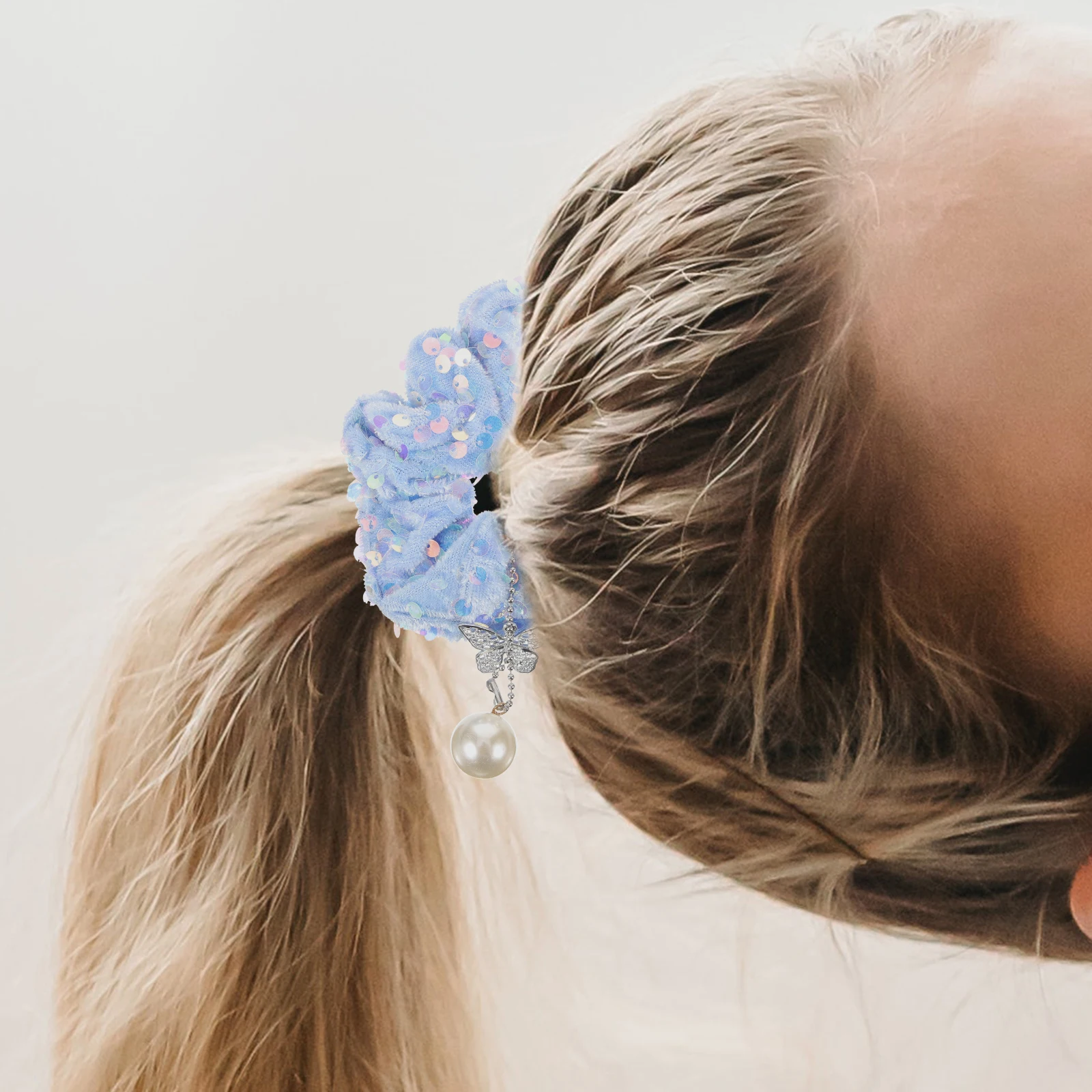 

Sequin Hair Scrunchie Elastic Ponytail Holders Butterfly Charm Decorative Hair Accessories for Girls Women Ponytail Holders