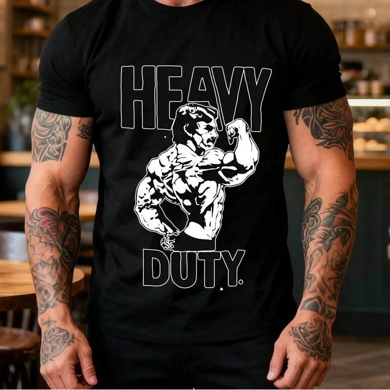 Mike Mentzer Heavy duty print logo pattern Fashion trend Street wear men's and women's all-purpose short-sleeved T-shirt