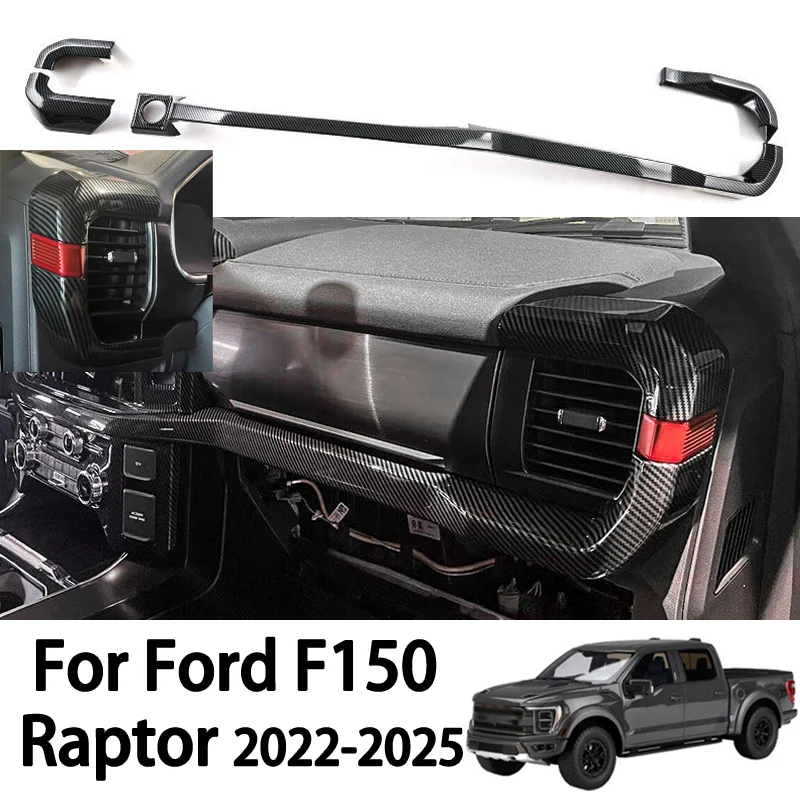 

LHD For Ford F150 Raptor 2022-2025 Carbon Fiber Grain Center Console Trim Dashboard Decor Frame Interior Modification Accessorie