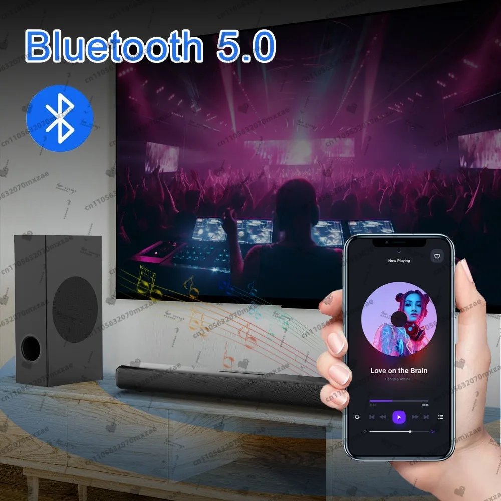 Barra de sonido 2.1 con subwoofer incorporado, sistema de cine en casa Bluetooth 5.0, base de sonido de TV para audio envolvente