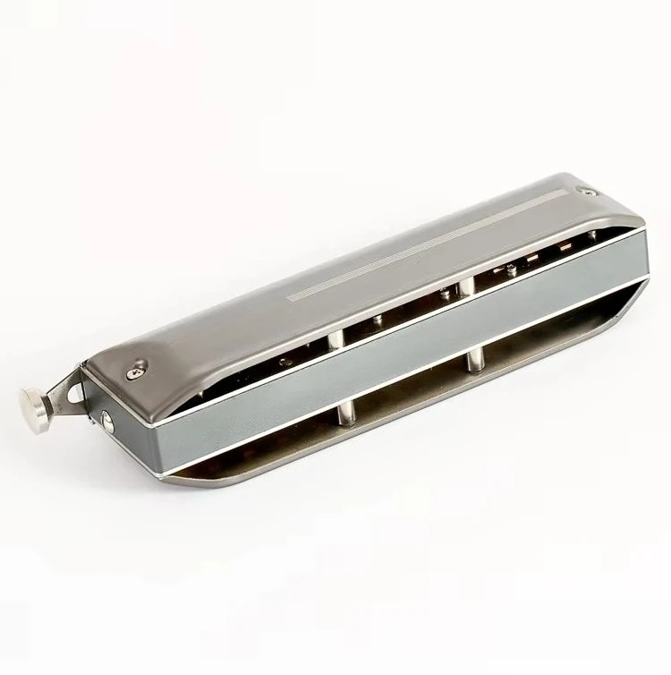 12‑Hole Chromatic Harmonica Silver Aluminum Comb Phosphor Bronze Reeds For Professional Performance
