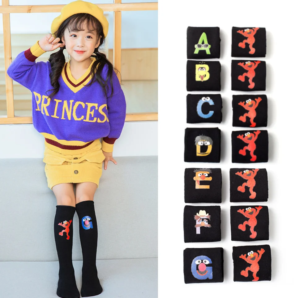 

ABC Girls Boys Toddlers Cartoon Alphabet Socks Baby Kids Knee High Long Cotton Letter Children Stocking School Calf Leg Warm