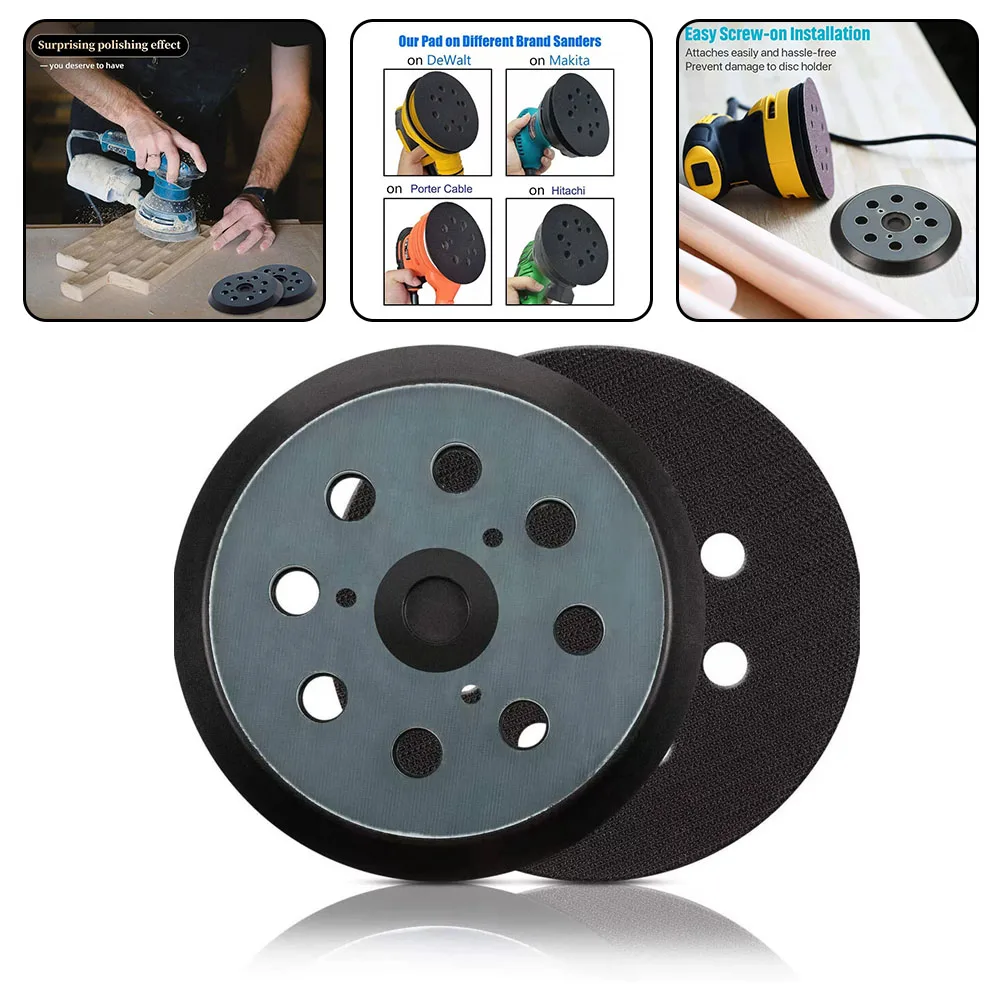 

2 PCS 5" 8 Hole Ring Orbital Sander Replacement Pad Hooks Sandpaper Sticky Disc Chassis Grinding Disc Backing Pads Power Tools