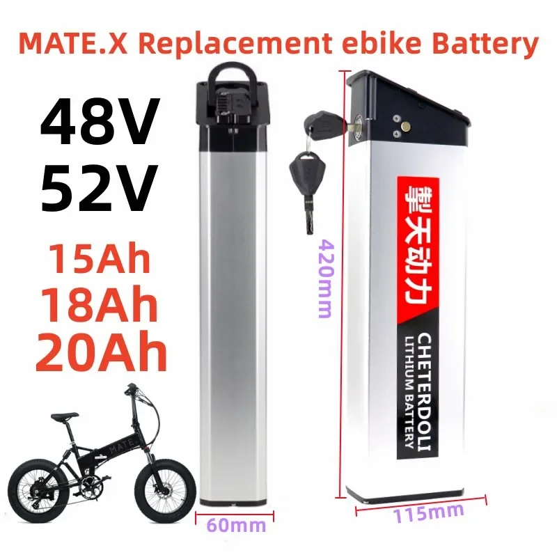 

Denmark MATE X 48V 52V 15Ah 18Ah 20Ah Replacement e bike Li-ion Battery for Foldable Ebike Rechargeable Batterty With 2A Charger